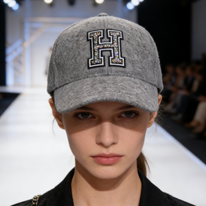 Winter Faux Wool Baseball Cap with Rhinestone Logo